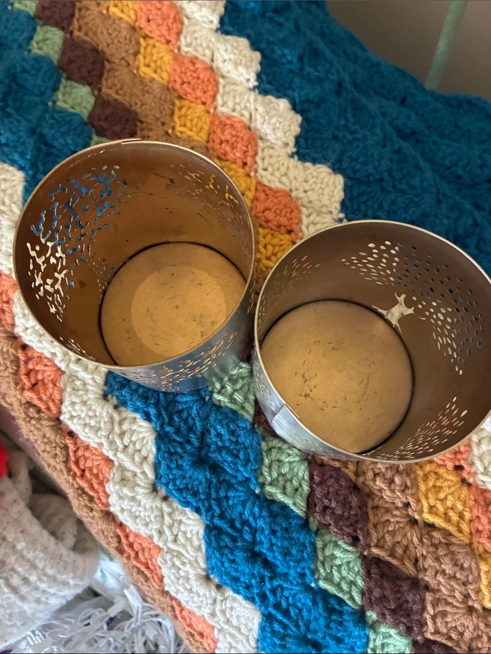 Tree Cutout Metal Votive Holders - Pair